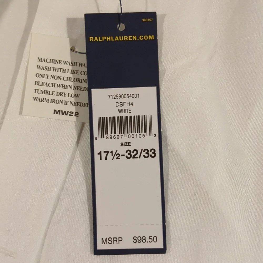 Men's 17.5 x 32/33 Polo by Ralph Lauren Dress Shirt NEW - Picture 6 of 7
